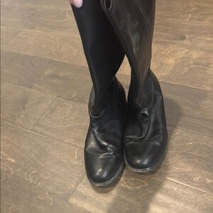 Black Leather Knee-High Boots